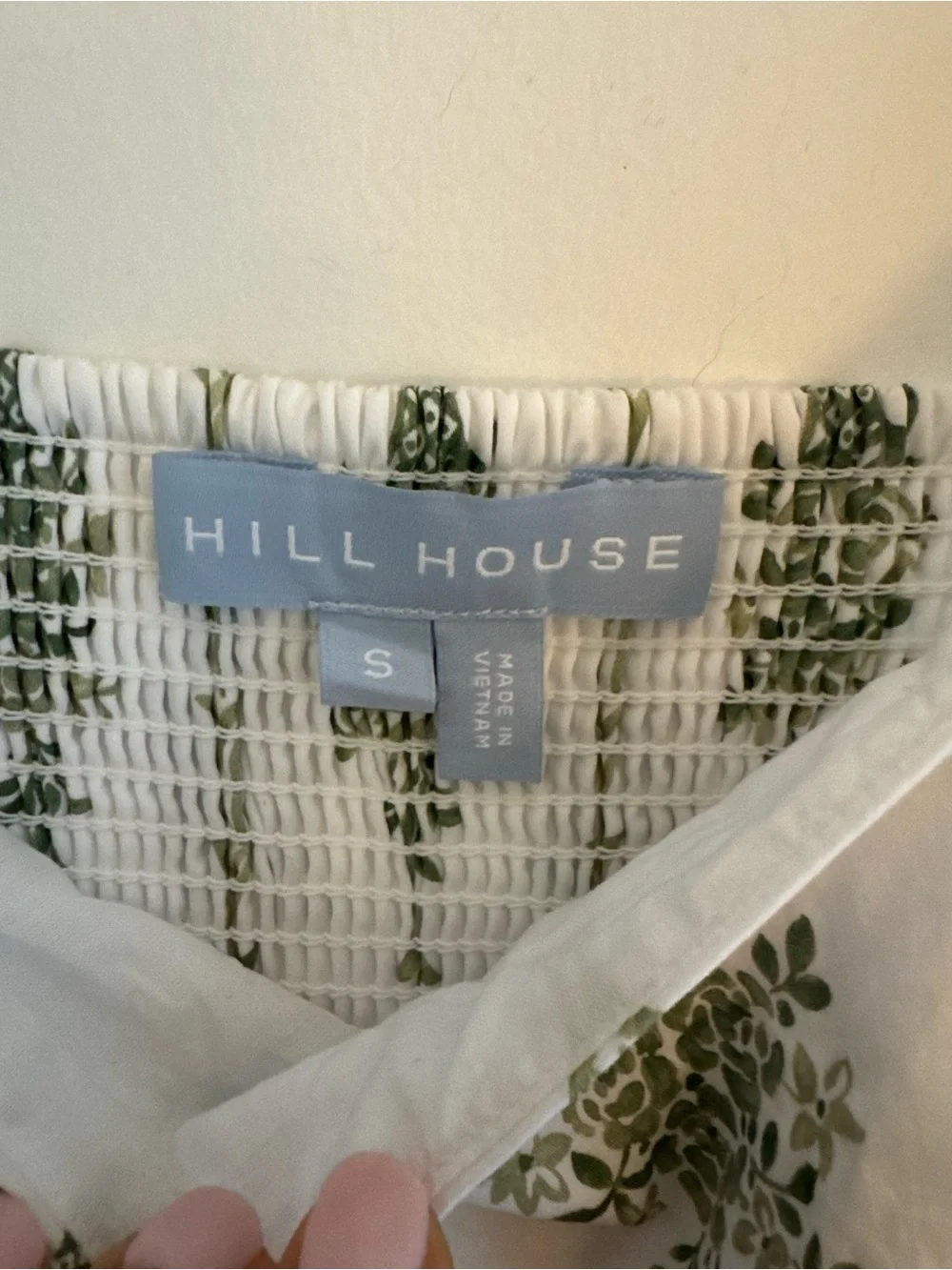 Hill House Matilda Midi Dress with Green Floral Print and Puff Sleeves - Picture 2 of 3